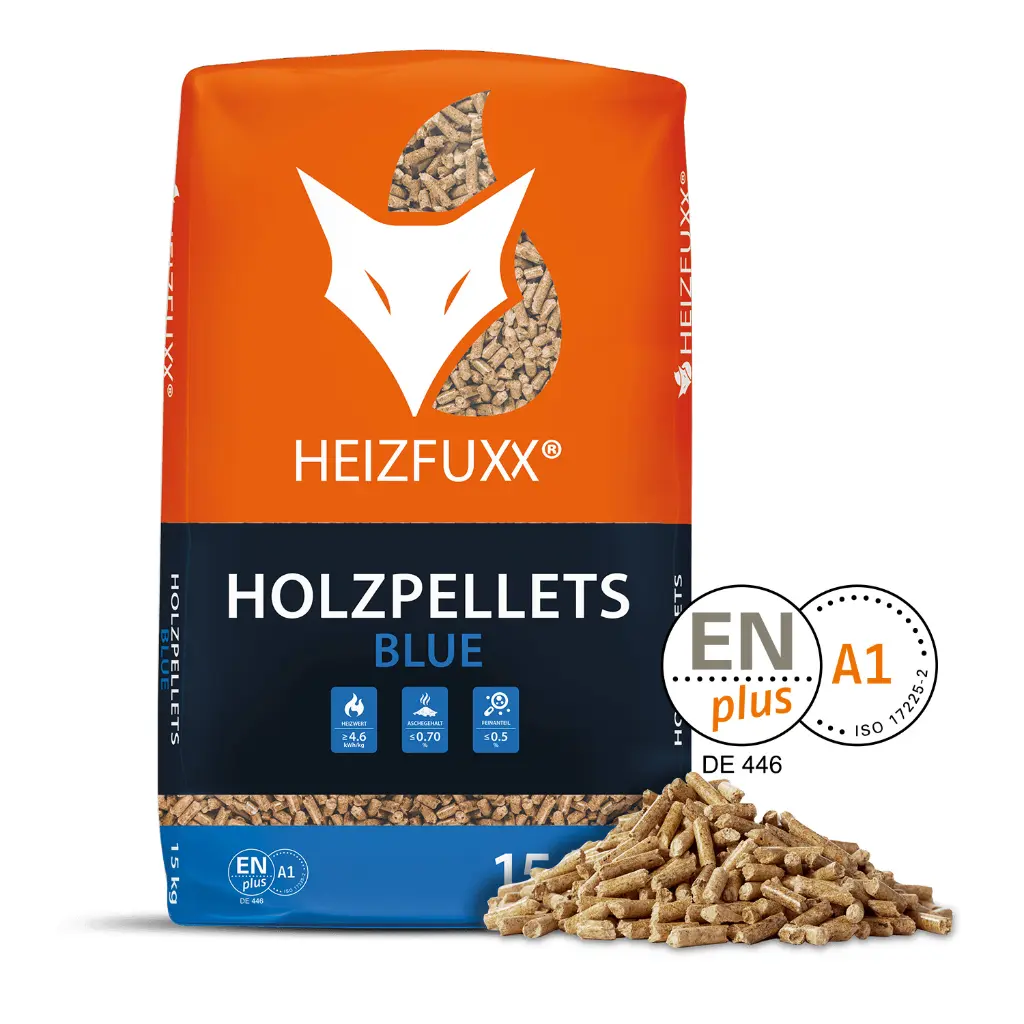 PAX15-Holzpellets-BLUE-Verpackung-Haufen-re-Siegel.webp